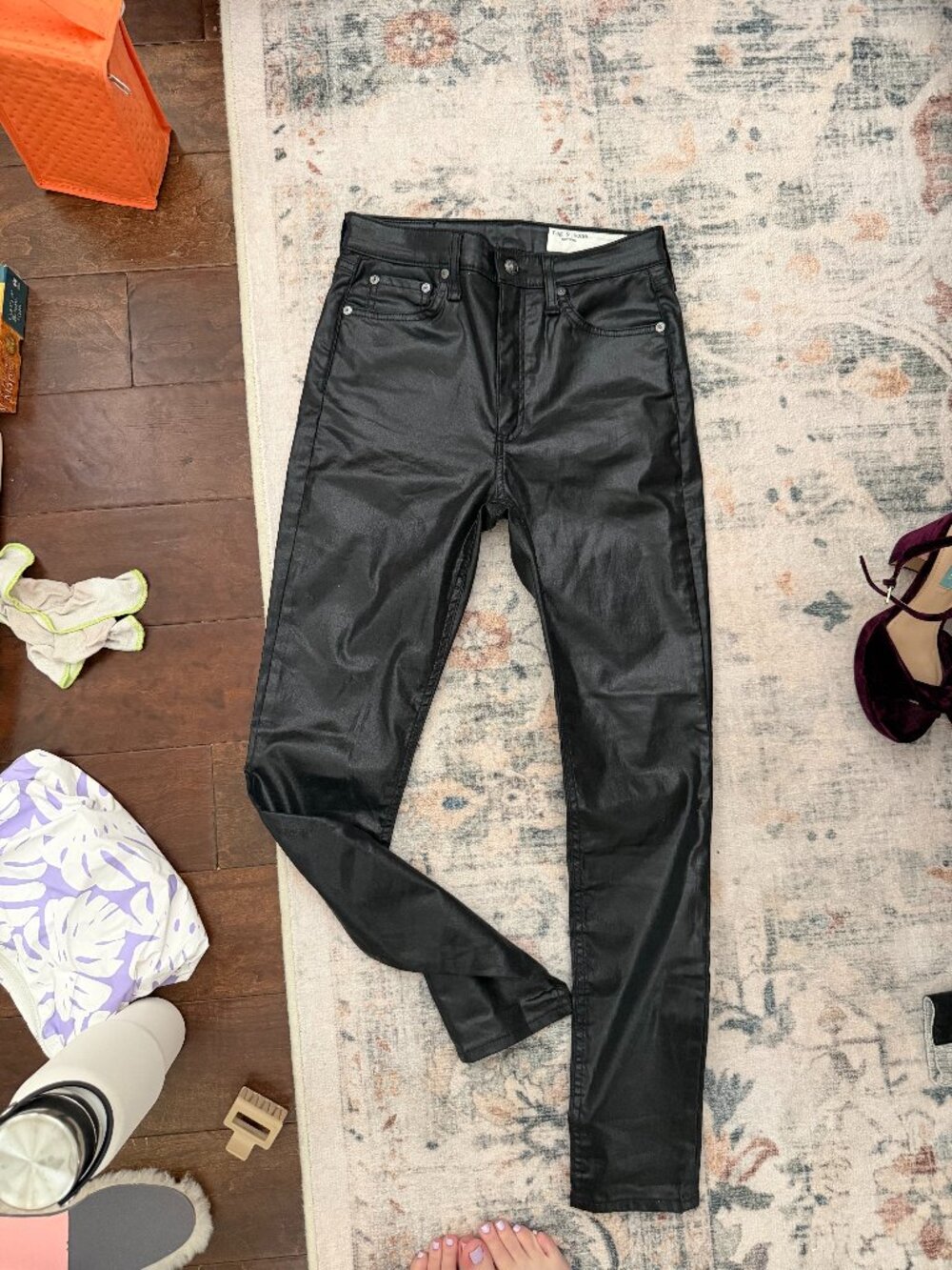 Rag and Bone - Coated Black Skinny Jeans